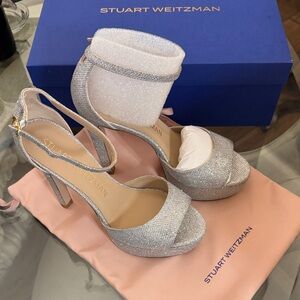 Stuart Weitzman Sparkling Silver Heels